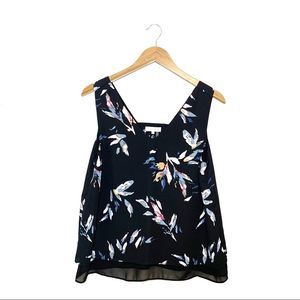 1.State Floral Layered Double V Neck Tank Size M